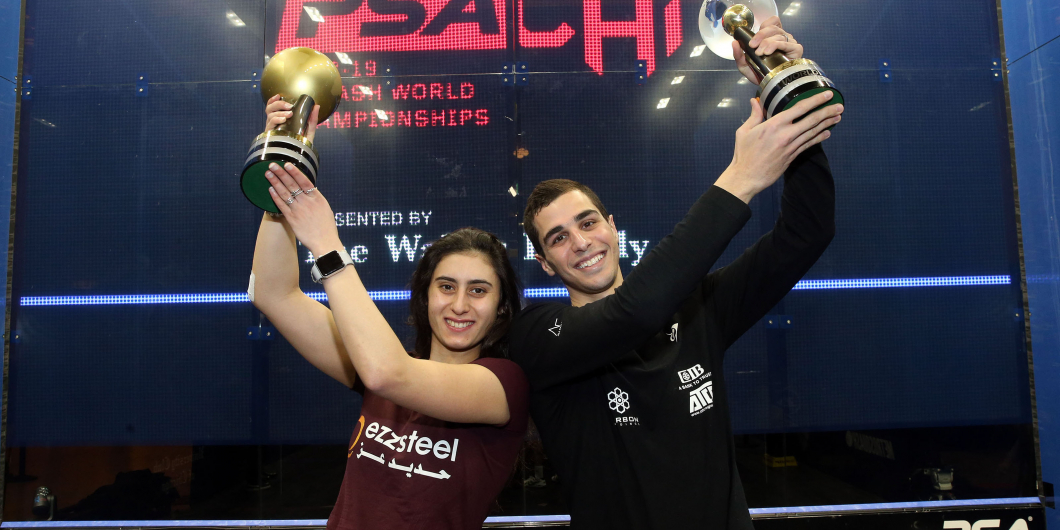 فوز المصريان علي فرج ونور الشربيني بلقب أفضل لاعبين رجال ونساء في PSA لشهر مارس
